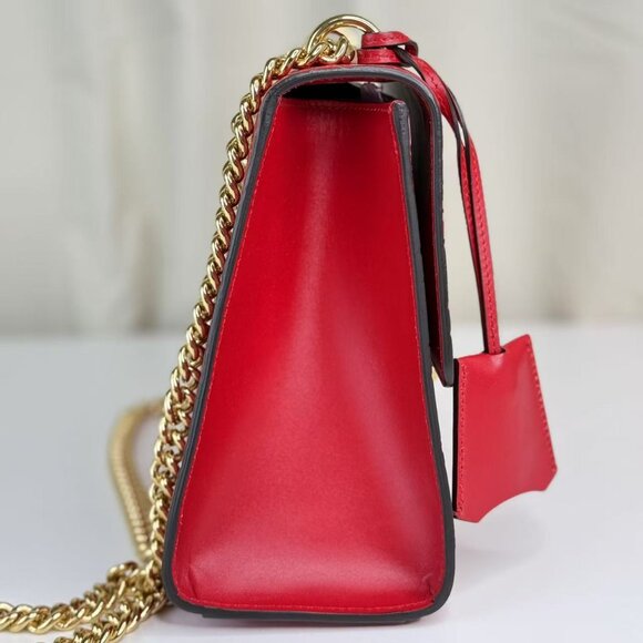 Gucci GG Logo Printed Red Leather Small Padlock Shoulder Bag with Gold Hardware - Picture 4 of 11